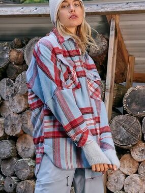 Free People We The Free Down For You Plaid Shirt Jacket